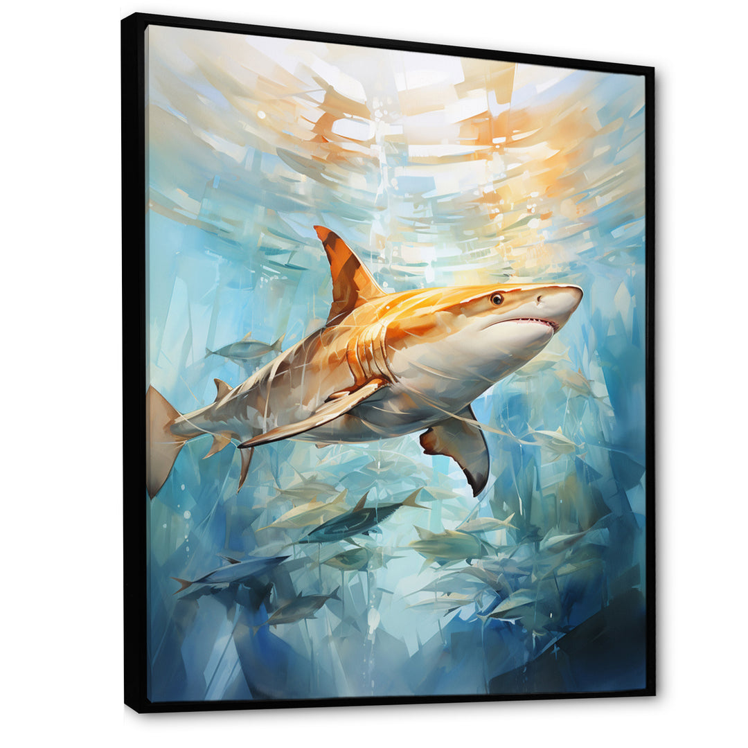 Blue Beige Sailboat Watercolor Sails - Shark Wall Decor