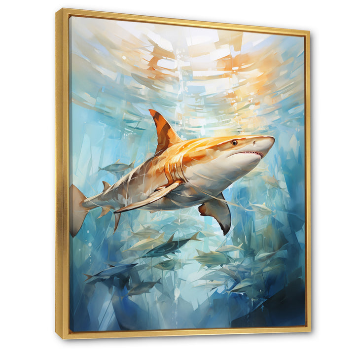 Blue Beige Sailboat Watercolor Sails - Shark Wall Decor