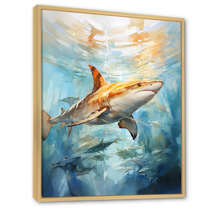 Blue Beige Sailboat Watercolor Sails - Shark Wall Decor