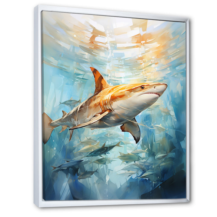 Blue Beige Sailboat Watercolor Sails - Shark Wall Decor