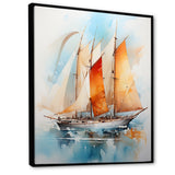 Sailboat Watercolor Sails - Boat Sailing Canvas Wall Art