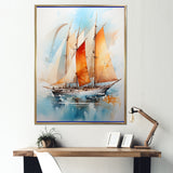 Sailboat Watercolor Sails - Boat Sailing Canvas Wall Art
