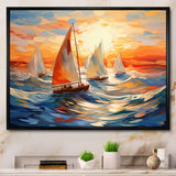 Sailboat Whirling Waves - Boat Sailing Canvas Wall Art