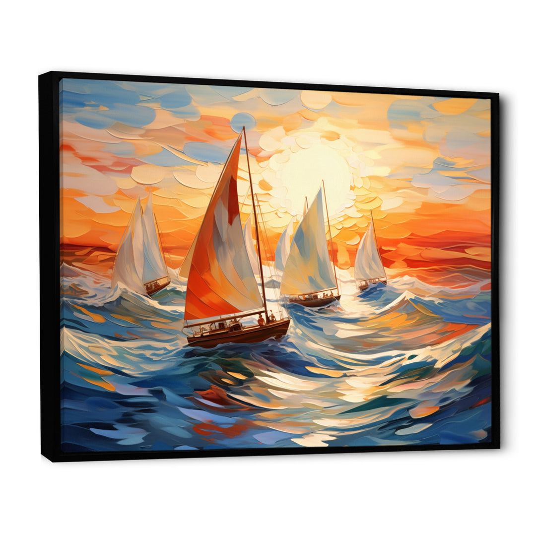 Sailboat Whirling Waves - Boat Sailing Canvas Wall Art
