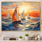 Sailboat Whirling Waves - Boat Sailing Canvas Wall Art