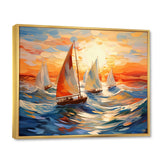 Sailboat Whirling Waves - Boat Sailing Canvas Wall Art