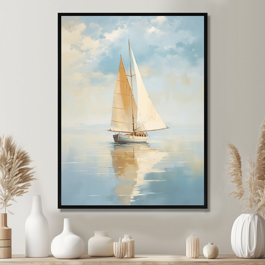 Sailboat Whispering Breezes I - Boat Sailing Canvas Wall Art