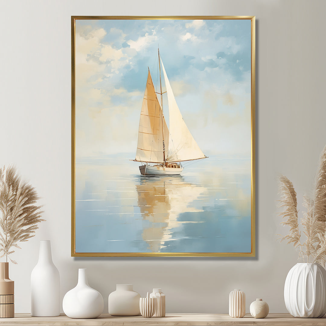 Sailboat Whispering Breezes I - Boat Sailing Canvas Wall Art