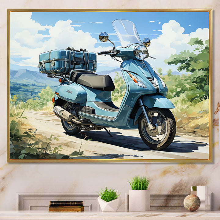 Blue Scooter All Purpose Utility - Scooter Canvas Wall Art