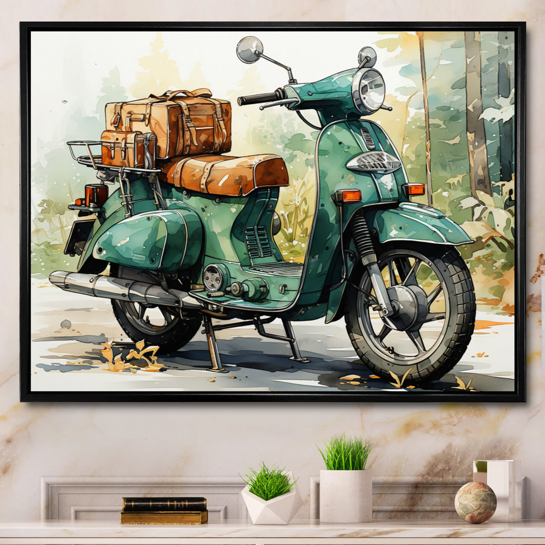 Green Scooter All Purpose Utility - Scooter Canvas Wall Art
