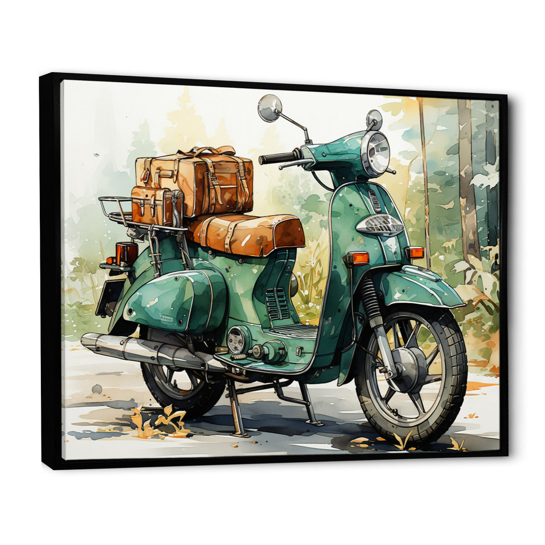 Green Scooter All Purpose Utility - Scooter Canvas Wall Art