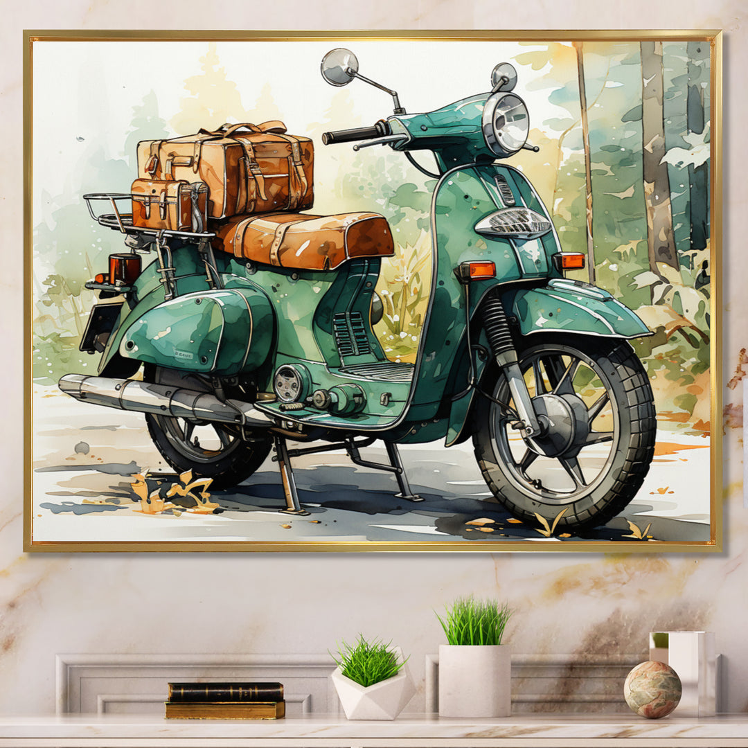 Green Scooter All Purpose Utility - Scooter Canvas Wall Art