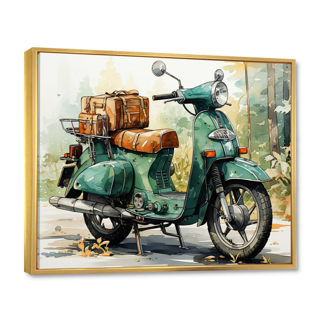 Green Scooter All Purpose Utility - Scooter Canvas Wall Art