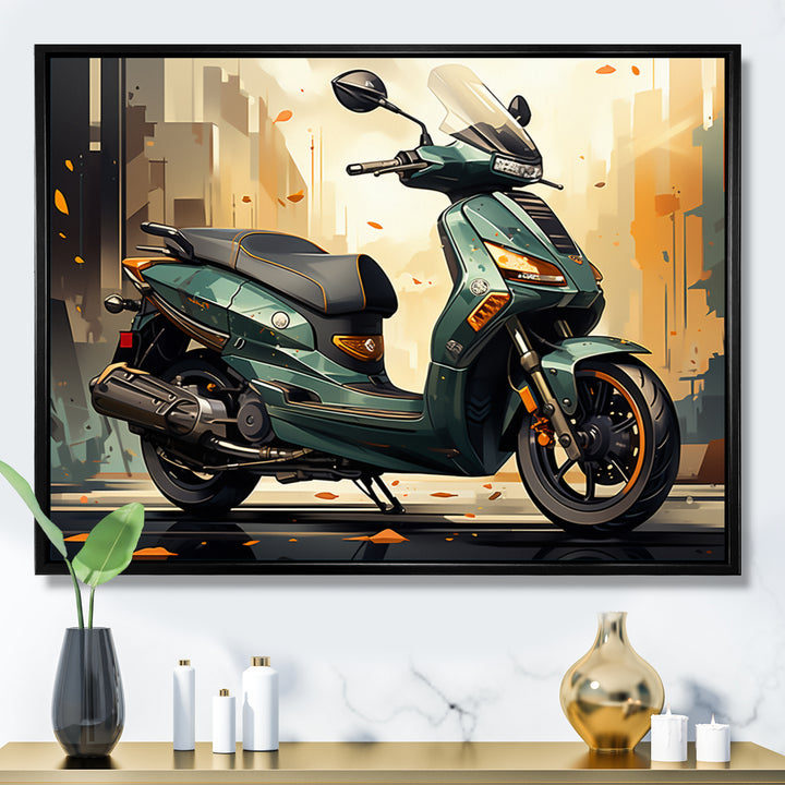Green Scooter Cafe Racer - Scooter Canvas Wall Art