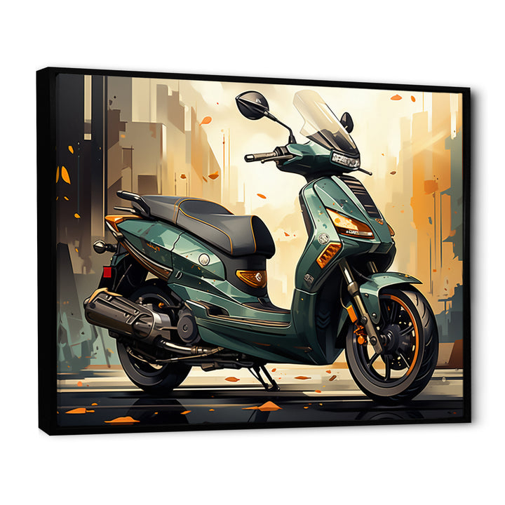 Green Scooter Cafe Racer - Scooter Canvas Wall Art