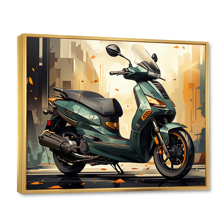 Green Scooter Cafe Racer - Scooter Canvas Wall Art