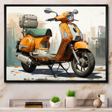 Orange Scooter Caf Racer - Scooter Canvas Wall Art