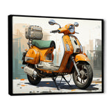 Orange Scooter Caf Racer - Scooter Canvas Wall Art