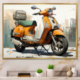 Orange Scooter Caf Racer - Scooter Canvas Wall Art