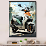 White Coral Scooter City Cruiser - Scooter Canvas Wall Art