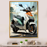 White Coral Scooter City Cruiser - Scooter Canvas Wall Art