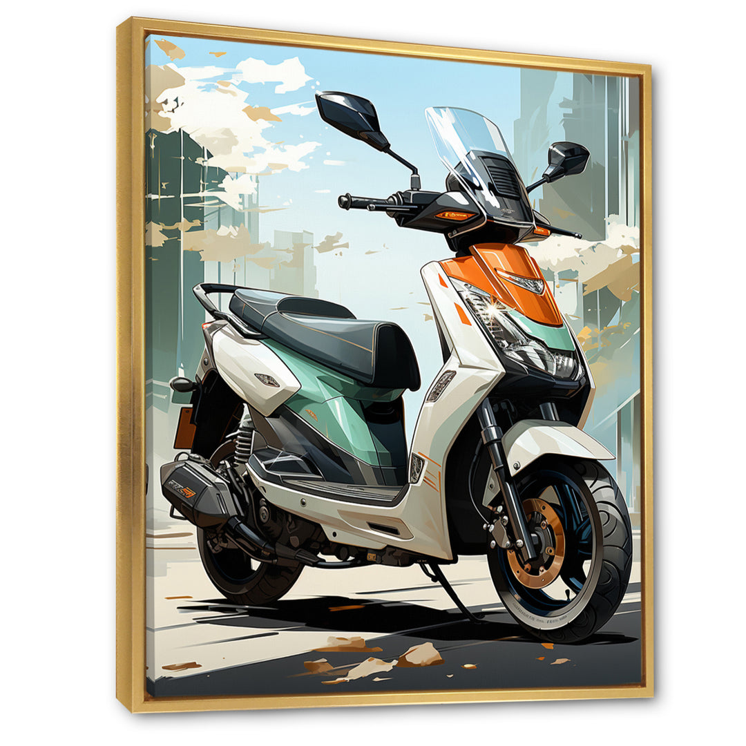 White Coral Scooter City Cruiser - Scooter Canvas Wall Art
