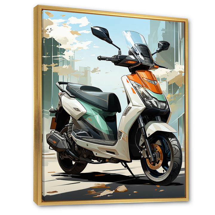White Coral Scooter City Cruiser - Scooter Canvas Wall Art