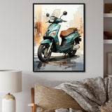 Green Scooter City Cruiser - Scooter Canvas Wall Art