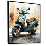 Green Scooter City Cruiser - Scooter Canvas Wall Art