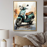 Green Scooter City Cruiser - Scooter Canvas Wall Art