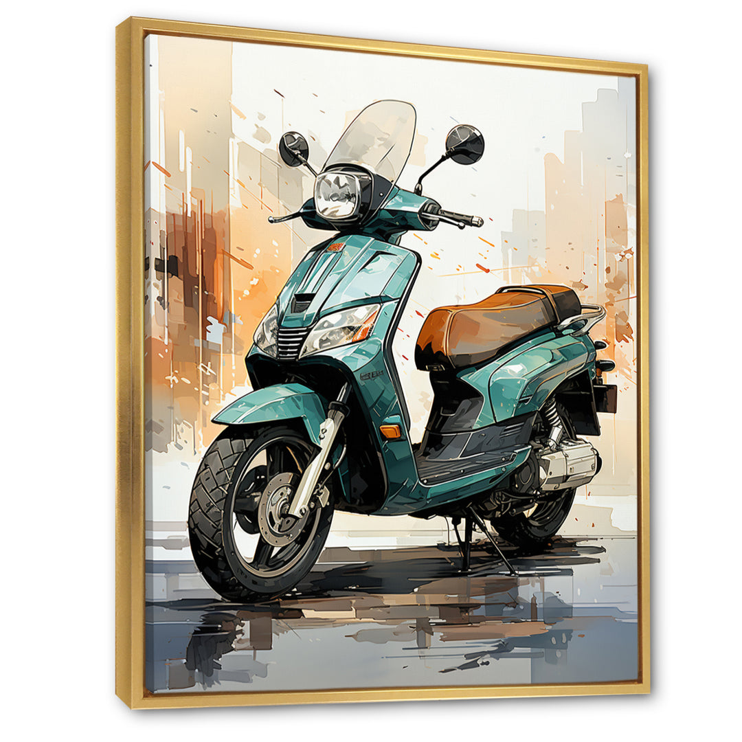 Green Scooter City Cruiser - Scooter Canvas Wall Art