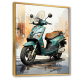 Green Scooter City Cruiser - Scooter Canvas Wall Art