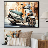 Beige Scooter City Explorer - Scooter Canvas Wall Art
