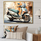 Beige Scooter City Explorer - Scooter Canvas Wall Art
