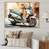 Beige Scooter City Explorer - Scooter Canvas Wall Art