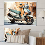 Beige Scooter City Explorer - Scooter Canvas Wall Art