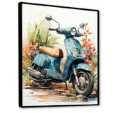 Blue Scooter Coastal Cruiser I - Scooter Canvas Wall Art