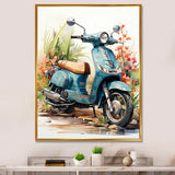 Blue Scooter Coastal Cruiser I - Scooter Canvas Wall Art