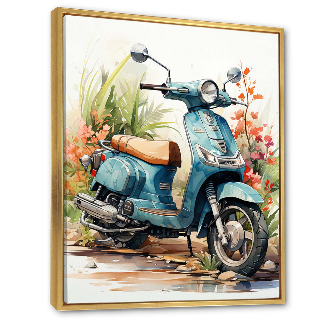 Blue Scooter Coastal Cruiser I - Scooter Canvas Wall Art