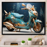 Turquoise Gold Scooter Custom Cruiser I - Scooter Canvas Wall Art