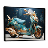 Turquoise Gold Scooter Custom Cruiser I - Scooter Canvas Wall Art