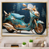 Turquoise Gold Scooter Custom Cruiser I - Scooter Canvas Wall Art