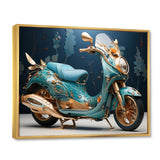 Turquoise Gold Scooter Custom Cruiser I - Scooter Canvas Wall Art