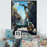 Turquoise Gold Scooter Electric Glide - Scooter Canvas Wall Art