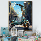 Turquoise Gold Scooter Electric Glide - Scooter Canvas Wall Art