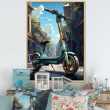Turquoise Gold Scooter Electric Glide - Scooter Canvas Wall Art