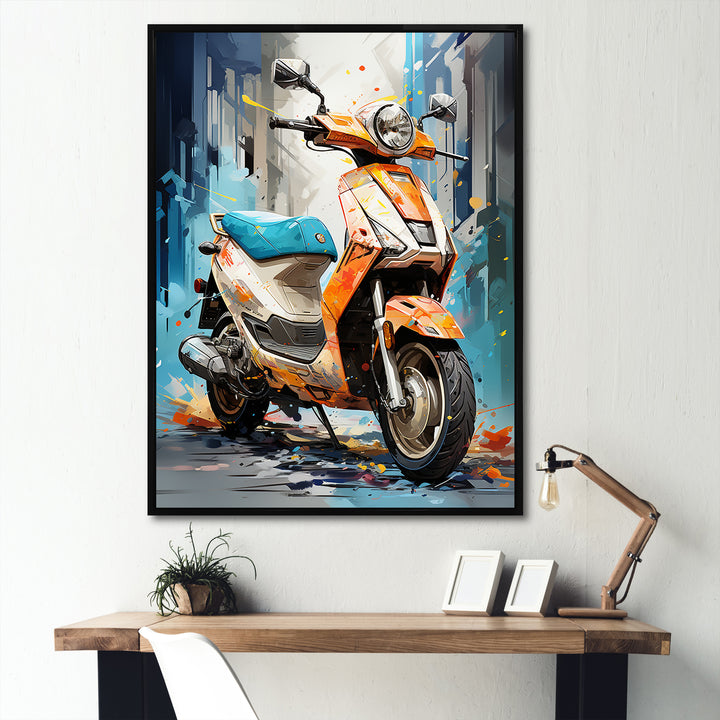 Coral Electric Glide Scooter - Scooter Canvas Wall Art
