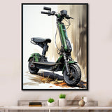 Green Scooter Electric Glide - Scooter Canvas Wall Art