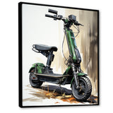 Green Scooter Electric Glide - Scooter Canvas Wall Art