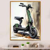 Green Scooter Electric Glide - Scooter Canvas Wall Art